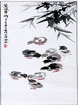 160566_云竹文亭合畫_熏風翠竹小雞